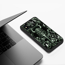 Чехол iPhone XS Max матовый Викинг топор и руны, цвет: 3D-черный — фото 2