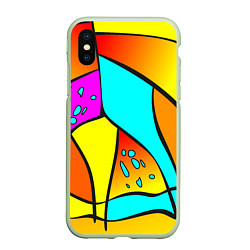 Чехол iPhone XS Max матовый Яркая абстракция, цвет: 3D-салатовый