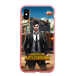 Чехол iPhone XS Max матовый PUBG mobile персонаж в костюме, цвет: 3D-баблгам