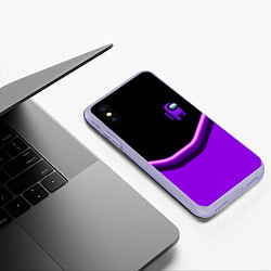 Чехол iPhone XS Max матовый Among us neon geometry, цвет: 3D-светло-сиреневый — фото 2