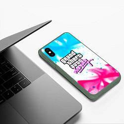 Чехол iPhone XS Max матовый GTA neon flame, цвет: 3D-темно-зеленый — фото 2