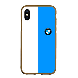 Чехол iPhone XS Max матовый BMW sport blue white, цвет: 3D-коричневый