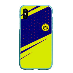 Чехол iPhone XS Max матовый Borussia logo geometry, цвет: 3D-мятный