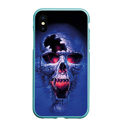 Чехол iPhone XS Max матовый Череп разъяренный кричащий - blue skull