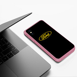 Чехол iPhone XS Max матовый Ford logo yellow, цвет: 3D-малиновый — фото 2