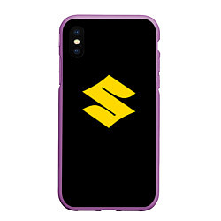 Чехол iPhone XS Max матовый Suzuki logo yellow, цвет: 3D-фиолетовый