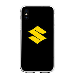 Чехол iPhone XS Max матовый Suzuki logo yellow, цвет: 3D-белый