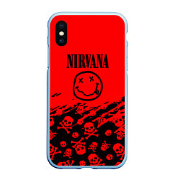 Чехол iPhone XS Max матовый Nirvana rock skull, цвет: 3D-голубой