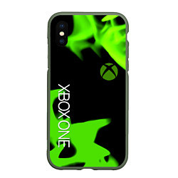 Чехол iPhone XS Max матовый Xbox one green flame, цвет: 3D-темно-зеленый