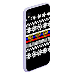 Чехол iPhone XS Max матовый Rusiia winter pattern, цвет: 3D-светло-сиреневый — фото 2