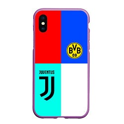 Чехол iPhone XS Max матовый Juventus x Borussia, цвет: 3D-фиолетовый