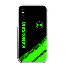 Чехол iPhone XS Max матовый Kawasaki - logo, цвет: 3D-белый