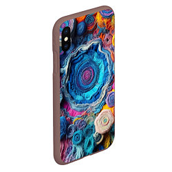 Чехол iPhone XS Max матовый Вязаные цветы - пэчворк, цвет: 3D-коричневый — фото 2