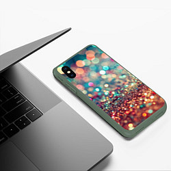 Чехол iPhone XS Max матовый Блестяшки боке, цвет: 3D-темно-зеленый — фото 2