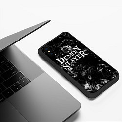 Чехол iPhone XS Max матовый Demon Slayer black ice, цвет: 3D-черный — фото 2