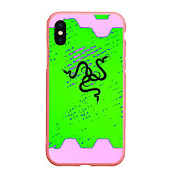 Чехол iPhone XS Max матовый Razer pattern geometry, цвет: 3D-баблгам