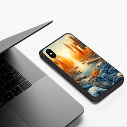 Чехол iPhone XS Max матовый Нью-Йорк с джинсовыми берегами - нейросеть, цвет: 3D-черный — фото 2