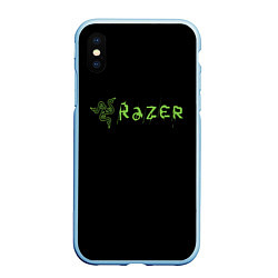 Чехол iPhone XS Max матовый Razer brend steel, цвет: 3D-голубой