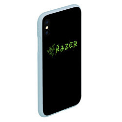 Чехол iPhone XS Max матовый Razer brend steel, цвет: 3D-голубой — фото 2