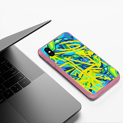 Чехол iPhone XS Max матовый Желто-зеленое граффити, цвет: 3D-малиновый — фото 2