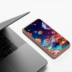 Чехол iPhone XS Max матовый Planet chupa chups - neon glow, цвет: 3D-коричневый — фото 2