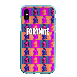 Чехол iPhone XS Max матовый Fortnite logo pattern game, цвет: 3D-мятный