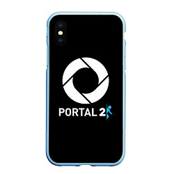 Чехол iPhone XS Max матовый Portal2 logo game, цвет: 3D-голубой