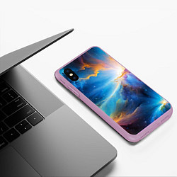 Чехол iPhone XS Max матовый Космический пейзаж - галактики, цвет: 3D-сиреневый — фото 2