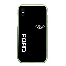 Чехол iPhone XS Max матовый Ford logo white steel, цвет: 3D-салатовый