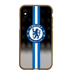 Чехол iPhone XS Max матовый Chelsea fc sport geometry, цвет: 3D-коричневый