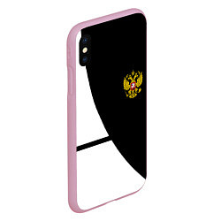 Чехол iPhone XS Max матовый Герб РФ текстура спорт, цвет: 3D-розовый — фото 2