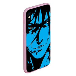 Чехол iPhone XS Max матовый Лицо самурая в стиле манга - manga guy, цвет: 3D-розовый — фото 2