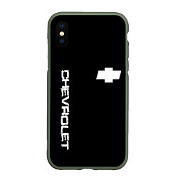 Чехол iPhone XS Max матовый Chevrolet white logo auto, цвет: 3D-темно-зеленый