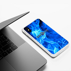 Чехол iPhone XS Max матовый God of war neon flower, цвет: 3D-белый — фото 2