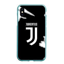 Чехол iPhone XS Max матовый Juventus fc краски, цвет: 3D-мятный