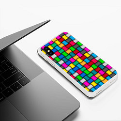 Чехол iPhone XS Max матовый Разноцветное переплетение, цвет: 3D-белый — фото 2