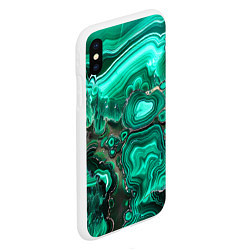 Чехол iPhone XS Max матовый Малахит - зеленая текстура минерала, цвет: 3D-белый — фото 2