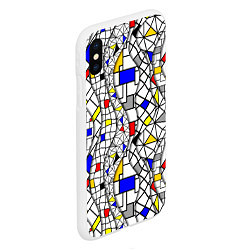 Чехол iPhone XS Max матовый Абстракция цветных прямоугольников Пит Мондриан, цвет: 3D-белый — фото 2