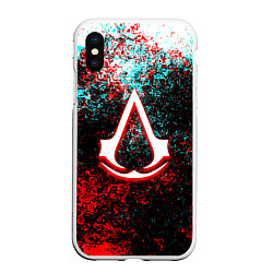 Чехол iPhone XS Max матовый Assassins Creed logo glitch