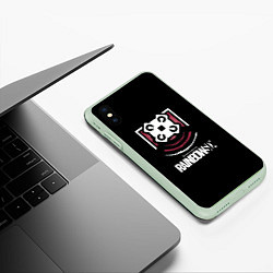 Чехол iPhone XS Max матовый Радуга лого ачивки, цвет: 3D-салатовый — фото 2