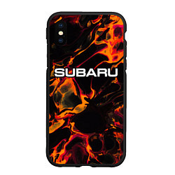 Чехол iPhone XS Max матовый Subaru red lava