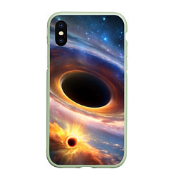 Чехол iPhone XS Max матовый Чёрная дыра поглощает вселенную, цвет: 3D-салатовый