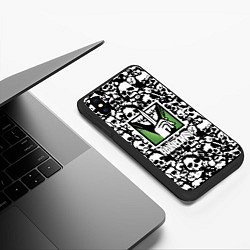 Чехол iPhone XS Max матовый Rainbow six pattern skull, цвет: 3D-черный — фото 2