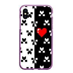 Чехол iPhone XS Max матовый Minecraft pattern love, цвет: 3D-фиолетовый