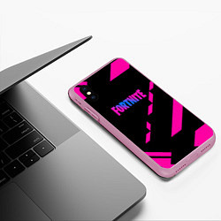 Чехол iPhone XS Max матовый Fortnite geometry pink, цвет: 3D-розовый — фото 2