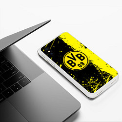 Чехол iPhone XS Max матовый Borussia fc краски, цвет: 3D-белый — фото 2