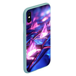 Чехол iPhone XS Max матовый Абстракция из блестящих камней и плит, цвет: 3D-мятный — фото 2