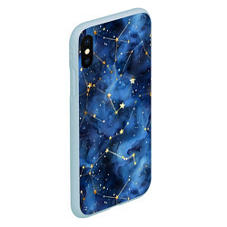 Чехол iPhone XS Max матовый Узор созвездий живопись, цвет: 3D-голубой — фото 2