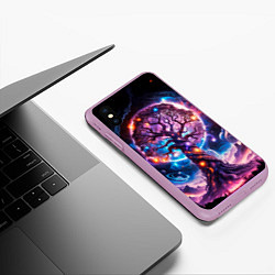 Чехол iPhone XS Max матовый Дерево жизни в космосе, цвет: 3D-сиреневый — фото 2