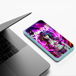 Чехол iPhone XS Max матовый Девушка самурай в откровенном костюме, цвет: 3D-мятный — фото 2